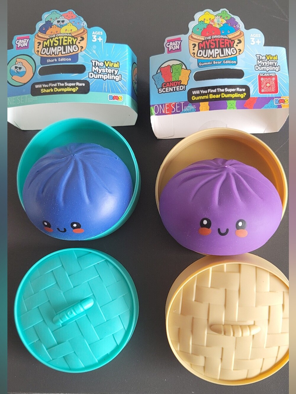2 Opened RMS Mystery dumplings. 1 Gummi Bear Edition. 1 Shark Edition